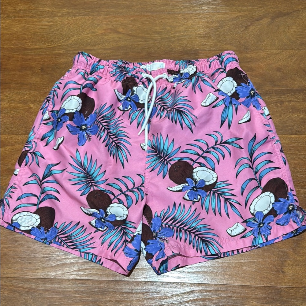 Primark Pink Coconut & Floral Men's Swim Trunks Small